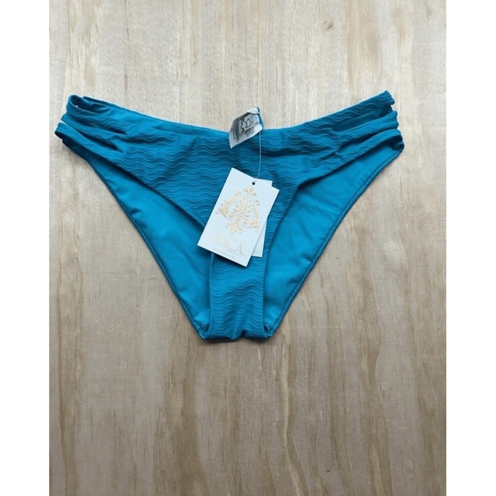 Becca by Rebecca Virtue Vibe Strappy Side Hipster Bikini Bottom Gulf color Sz Sm
